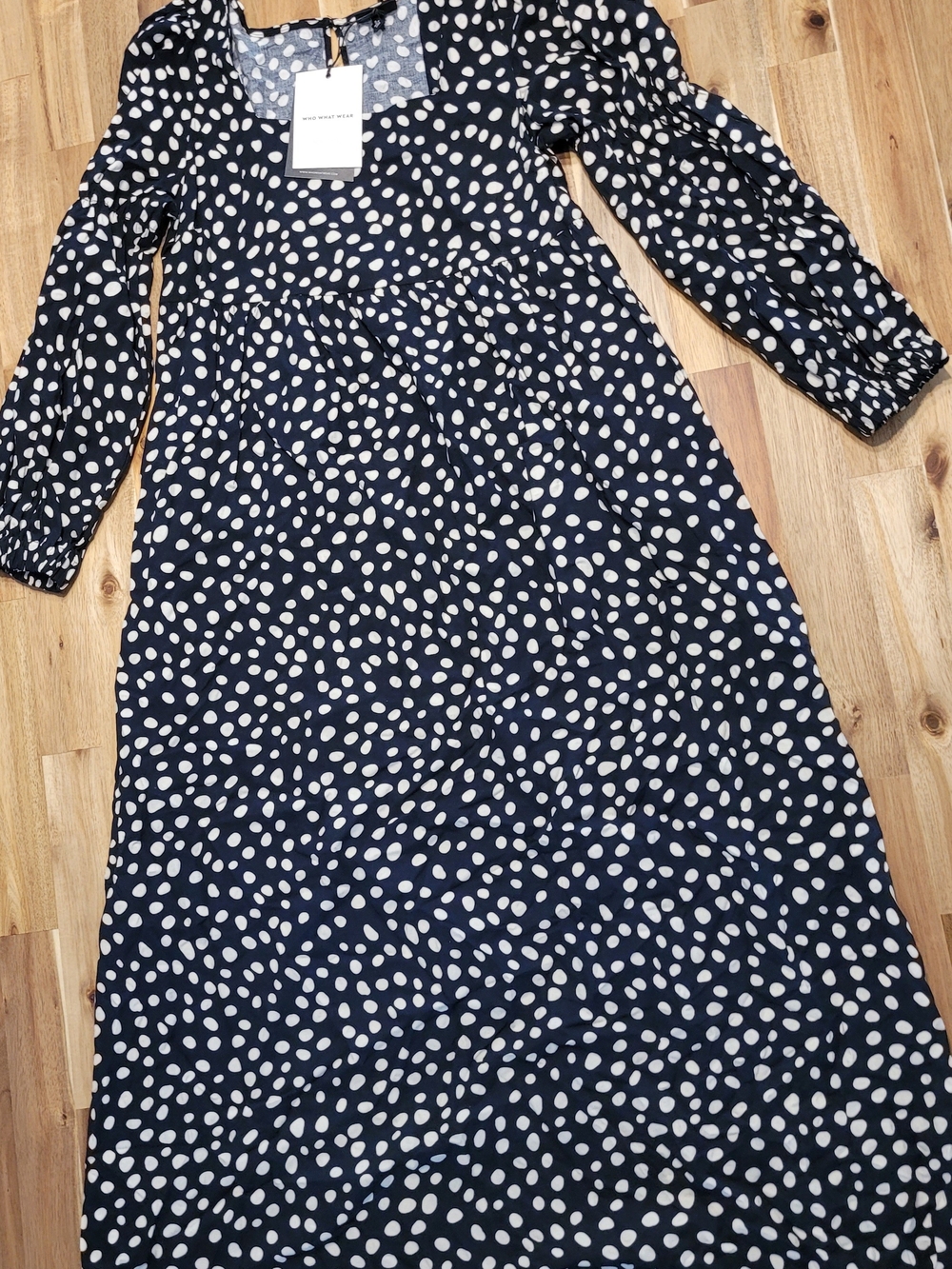Who What Wear Navy Maxi Dress with Black N White Polka Dots